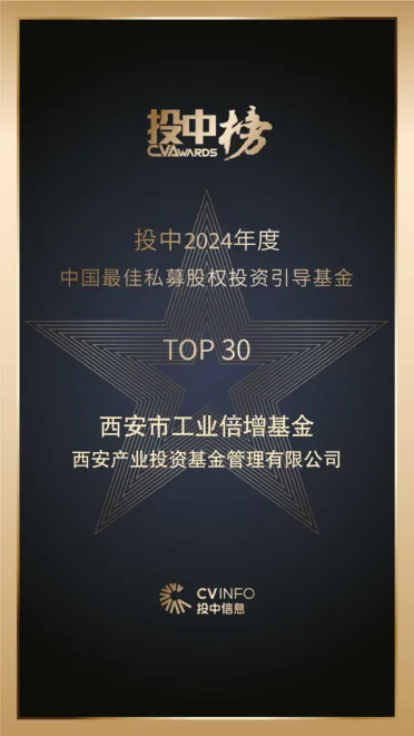 奮楫爭先，載譽前行⑤ || 西安市工業(yè)倍增引導(dǎo)基金榮登投中2024年度中國最佳私募股權(quán)投資引導(dǎo)基金TOP30榜單